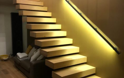 Escalier, plancher en verre, garde corps sur mesure